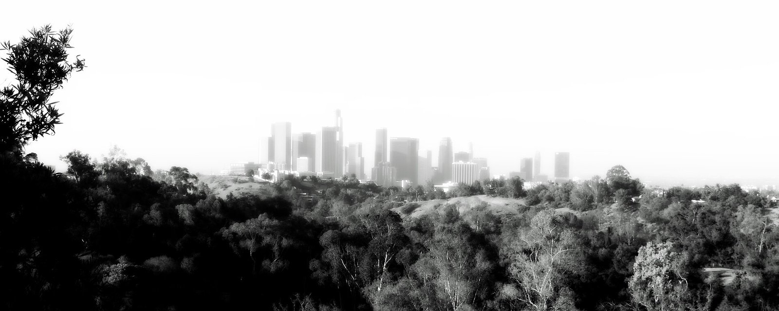 Vista panorámica del skyline de Los Ángeles, California, desde Elysian Park